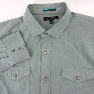 Banana Republic Slim Fit Mens Green Stripe Long Sleeve Button Up‎ Shirt Size L